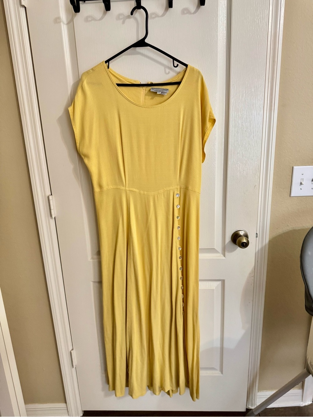 Yellow Button-Trim Women's Dress